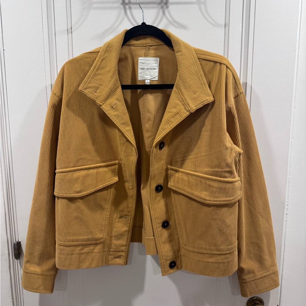 Avec Les Filles Mustard Yellow Ribbed Jacket